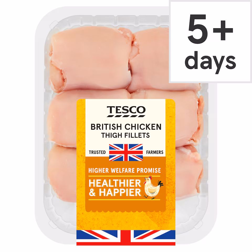 Tesco British Chicken Thigh Fillets 600G