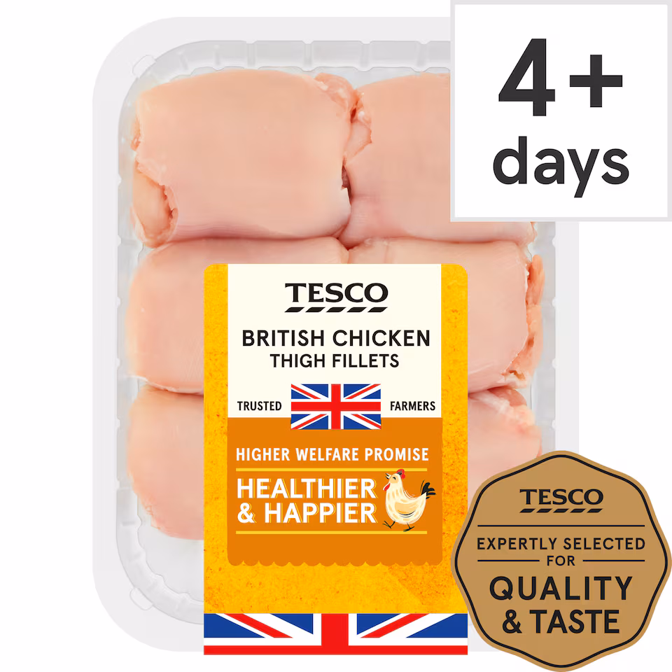 Tesco British Chicken Thigh Fillets 600G