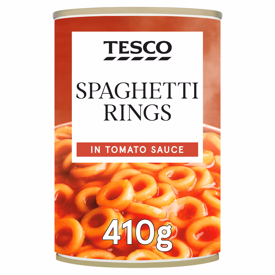 Tesco Spaghetti Rings In Tomato Sauce 410G