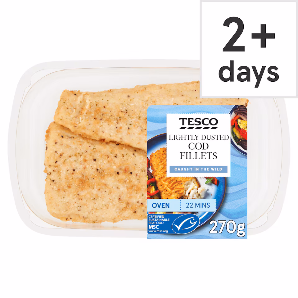 Tesco Lightly Dusted Cod Fillets 255G