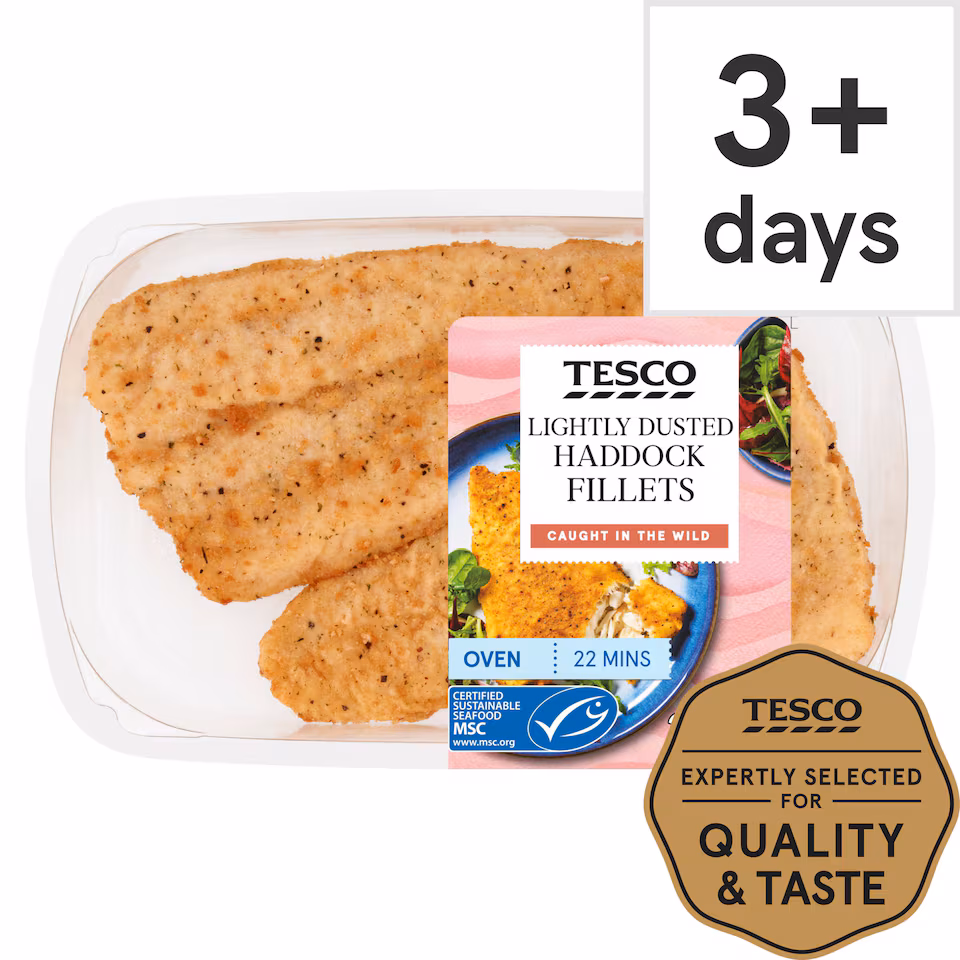 Tesco Lightly Dusted Haddock Fillets 255G