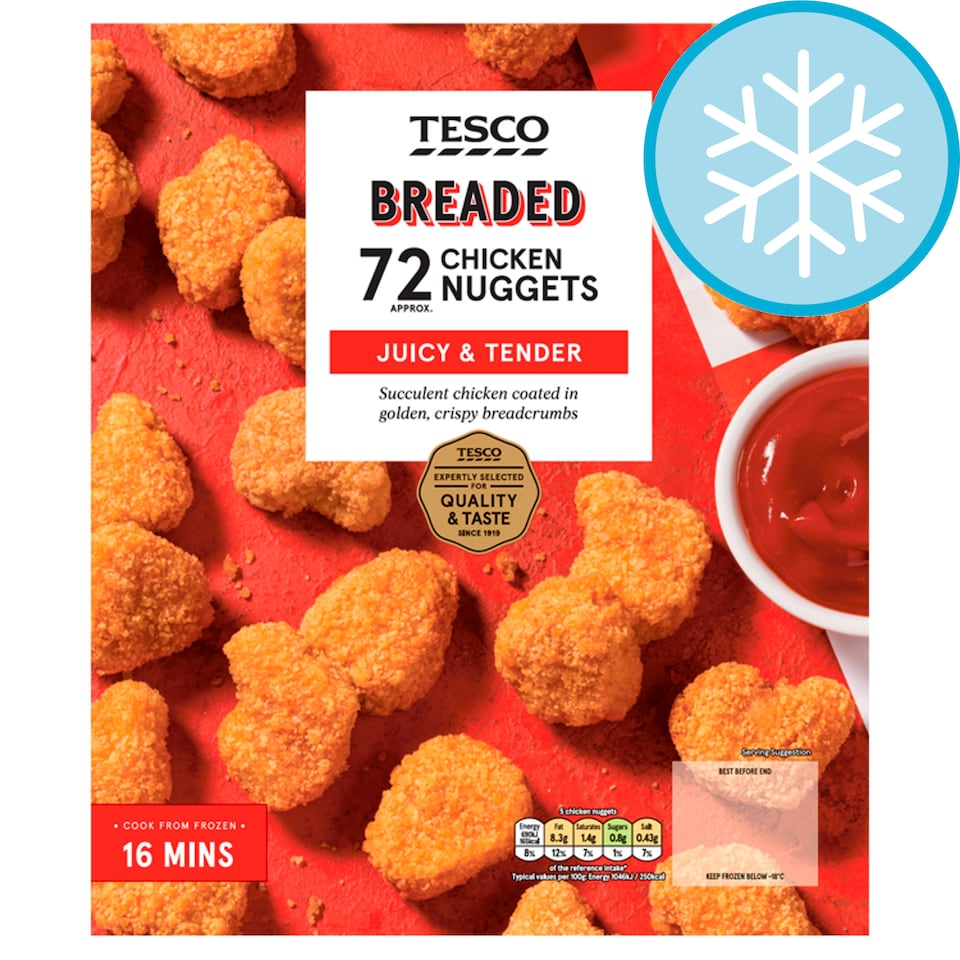 Tesco Breaded Chicken Nuggets 72 Pack 1kg