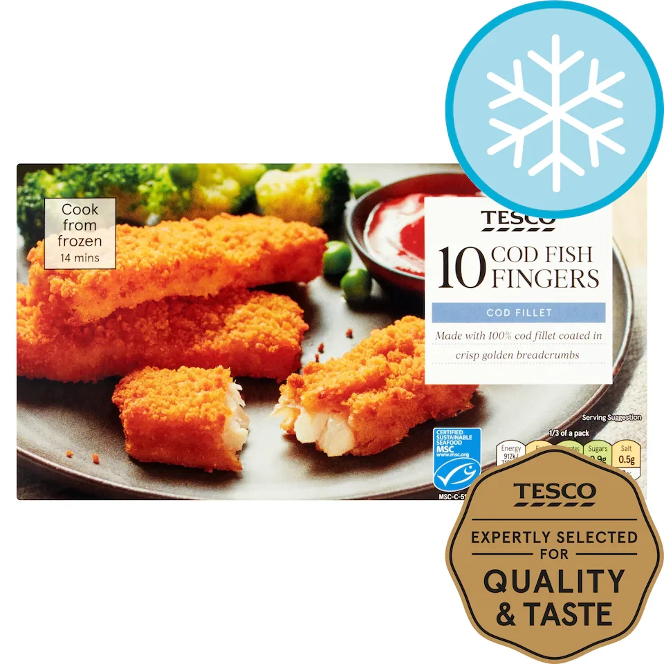 Tesco Cod Fish Fingers 10 Pack 300G