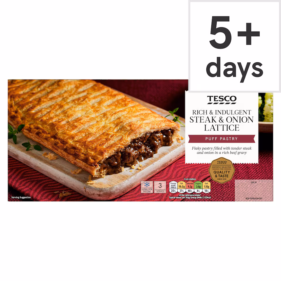 Tesco Steak & Onion Lattice Bar 500G
