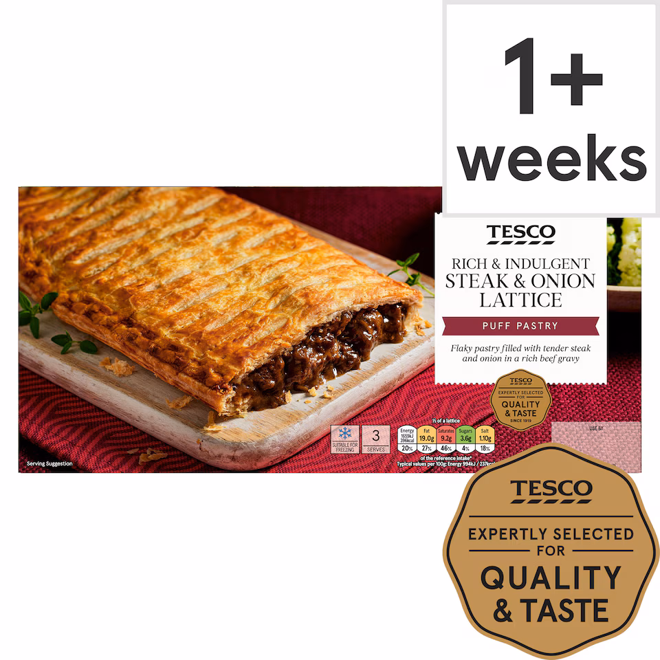 Tesco Steak & Onion Lattice Bar 500G