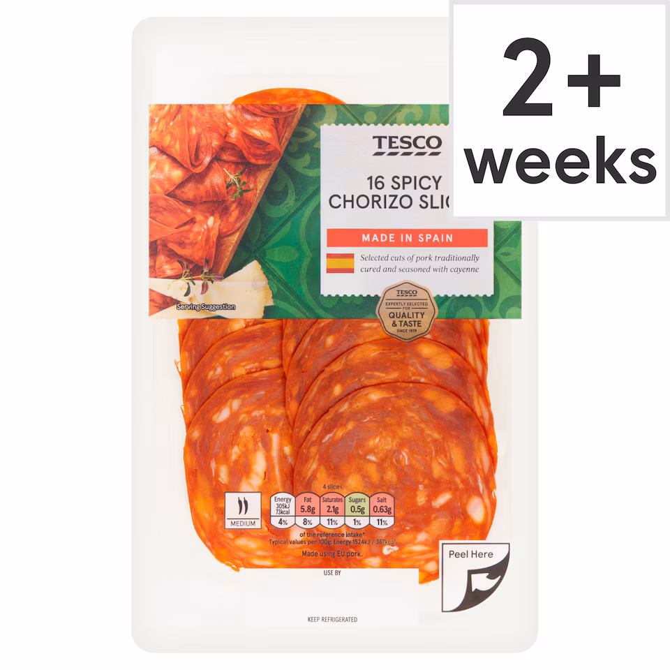 Tesco 16 Spicy Chorizo Slices 80G