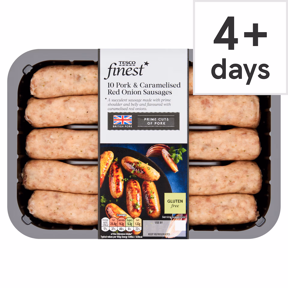 Tesco Finest Pork & Caramelised Onion Sausages 667G