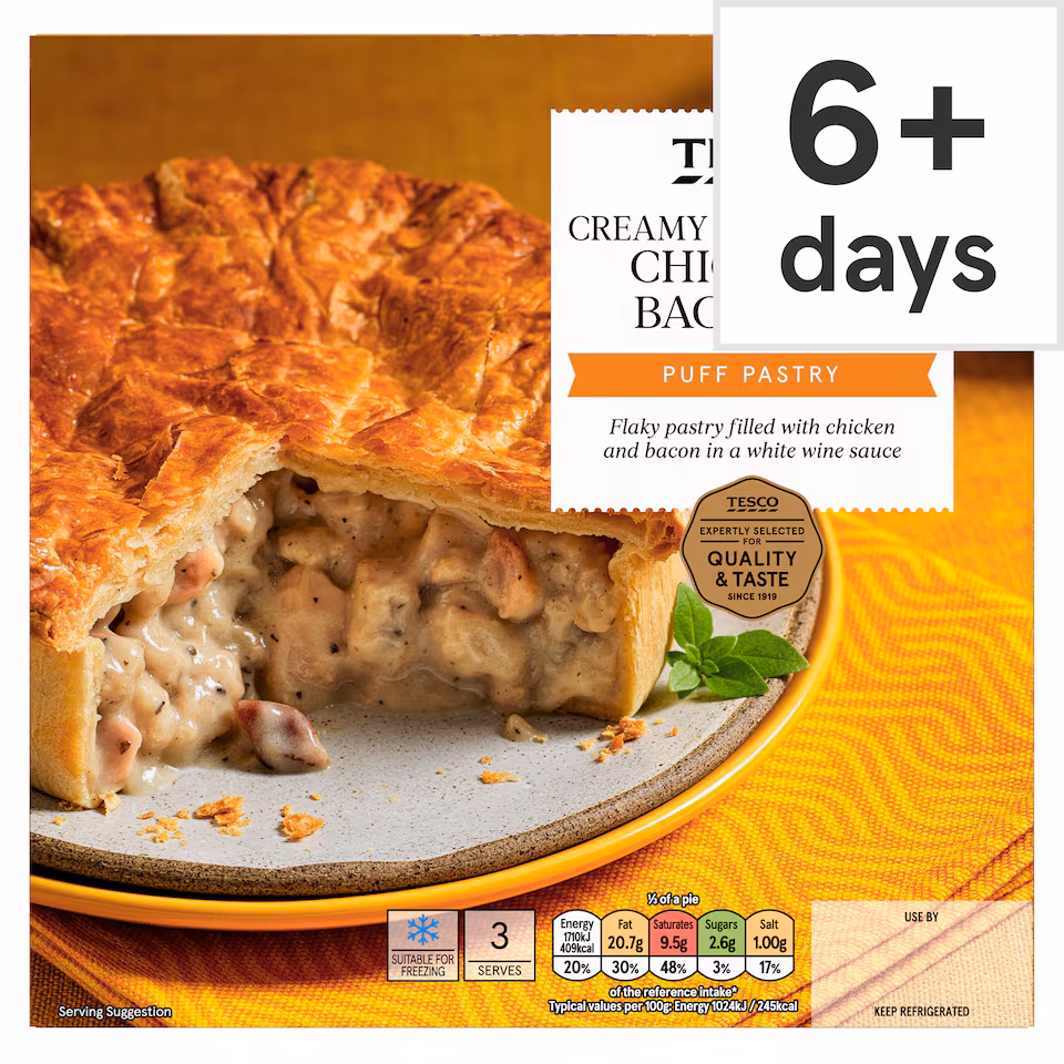 Tesco Puff Pastry Chicken & Bacon Pie 500g