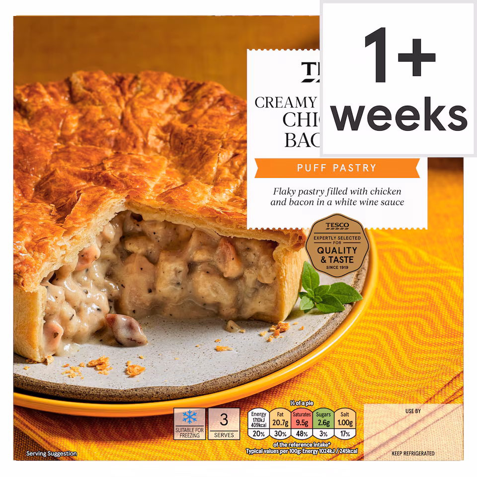 Tesco Puff Pastry Chicken & Bacon Pie 500g