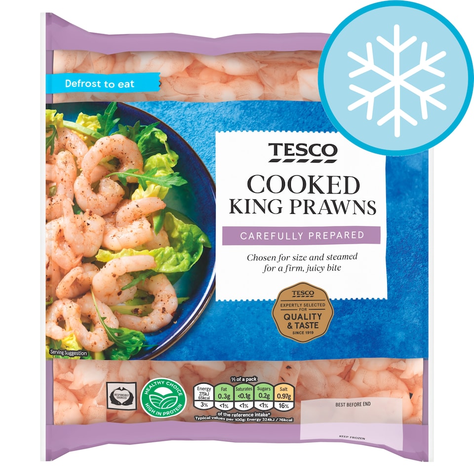 Tesco Cooked King Prawns 170G