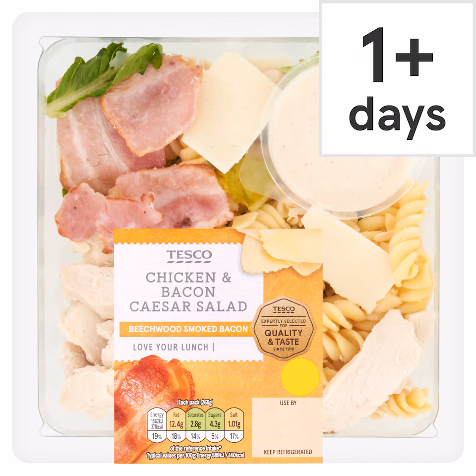Tesco Chicken & Bacon Caesar Salad 265G