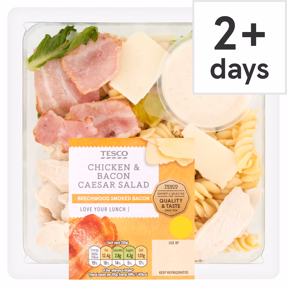 Tesco Chicken & Bacon Caesar Salad 265G