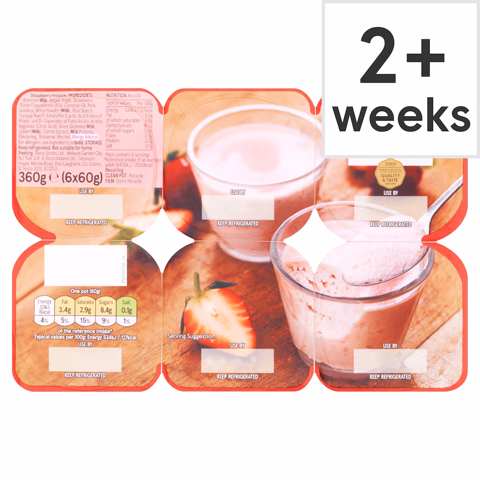 Tesco Strawberry Mousse 6X60g
