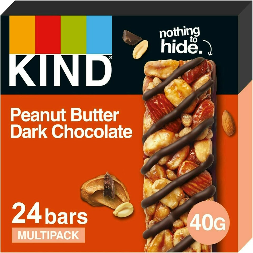 KIND Bars, Gluten Free Snack Bars, Peanut Butter Dark Chocolate, Healthy Snack, No Artificial Colours, Flavours or Preservatives, Multipack 24 x 40g | Red