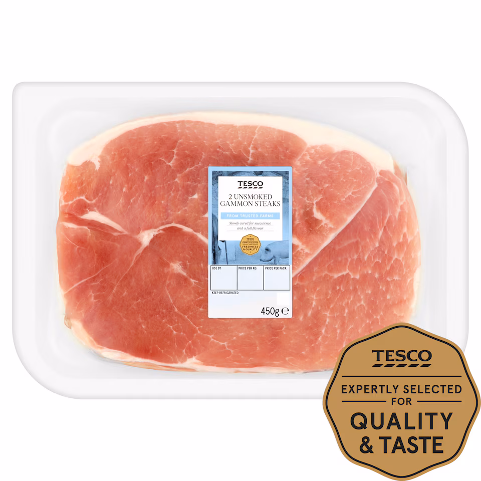 Tesco Unsmoked Gammon Steaks 2 Pack 450G