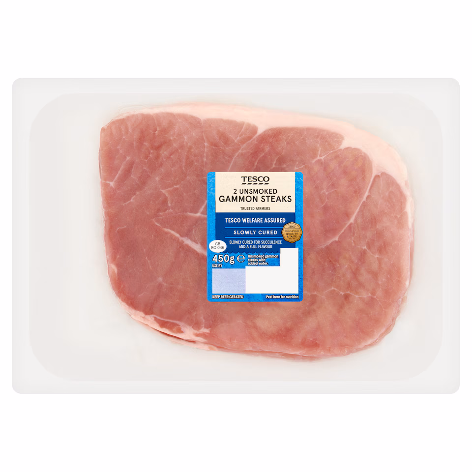 Tesco Unsmoked Gammon Steaks 2 Pack 450G