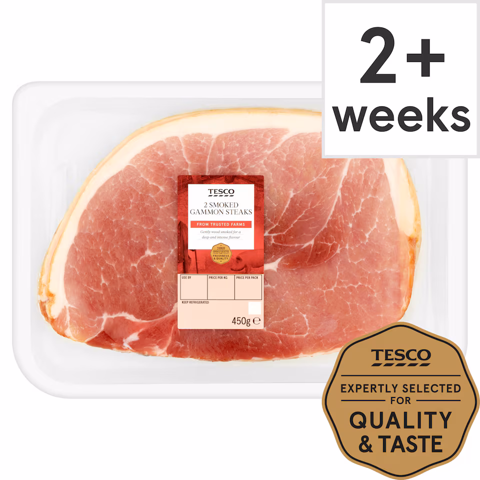 Tesco Smoked Gammon Steaks 2 Pack 450g