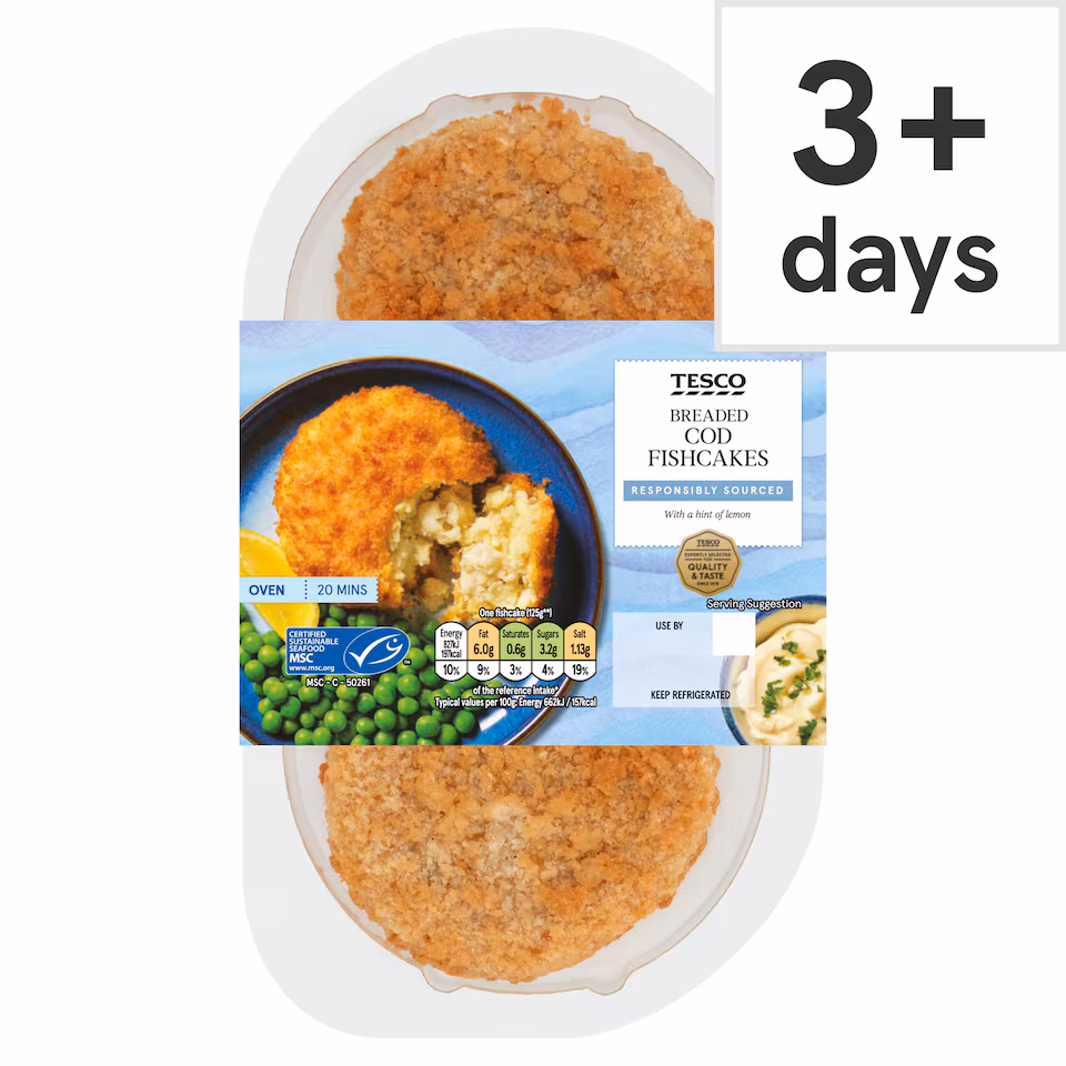 Tesco 2 Cod Fishcakes 270G