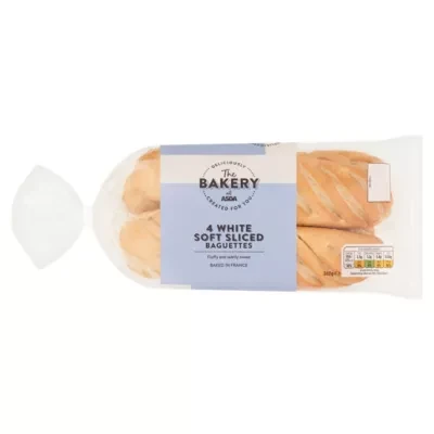 The BAKERY at ASDA The Bakery 4 White Soft Sliced Baguettes 340g