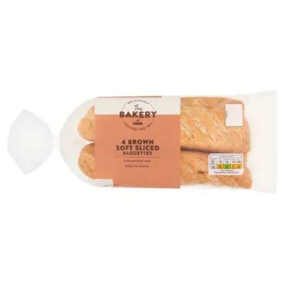The BAKERY at ASDA The Bakery 4 Brown Soft Sliced Baguettes 340g