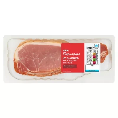 ASDA Butcher's Selection Flavoursome 16 Smoked Back Bacon Rashers 500g