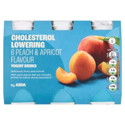 ASDA Cholesterol Lowering Peach & Apricot Flavour Yogurt Drinks 6 x 100g (600g)