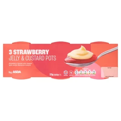 ASDA Strawberry Jelly & Custard Pots 3 x 125g (375g)