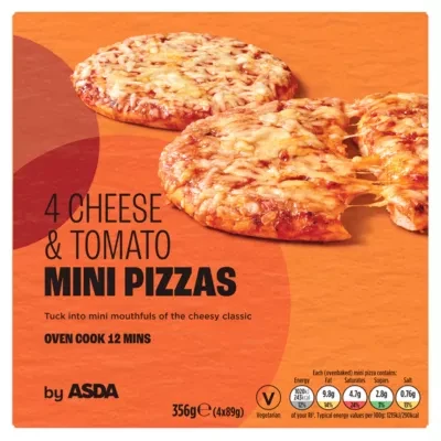 ASDA 4 Mini Pizzas Cheese & Tomato 4 x 89g (356g)