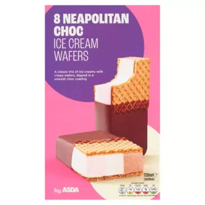 ASDA Neapolitan Choc Ice Cream Wafers 8 x 90ml (720ml)