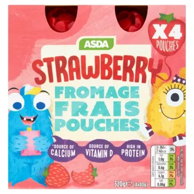 ASDA Strawberry Fromage Frais Pouches 4 x 80g (320g)