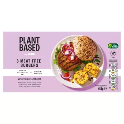 Plant Based by ASDA Plant Based 8 Meat-Free Burgers 454g
