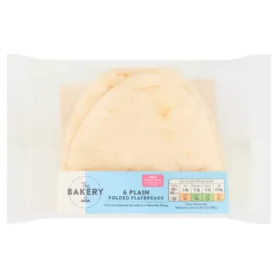 The BAKERY at ASDA The Bakery 6 Plain Folded Flatbreads 210g