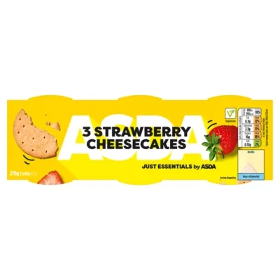 JUST ESSENTIALS by ASDA Just Essentials 3 Strawberry Cheesecakes 3 x 90g (270g)