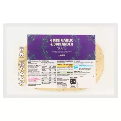 ASDA 4 Mini Garlic & Coriander Naans