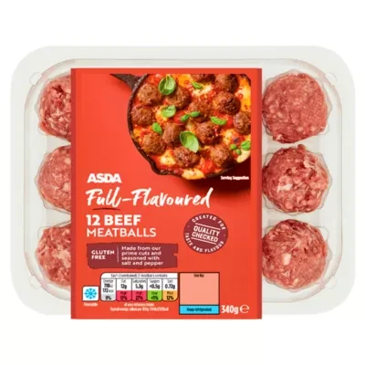 ASDA Full-Flavoured 12 Beef Meatballs 340g