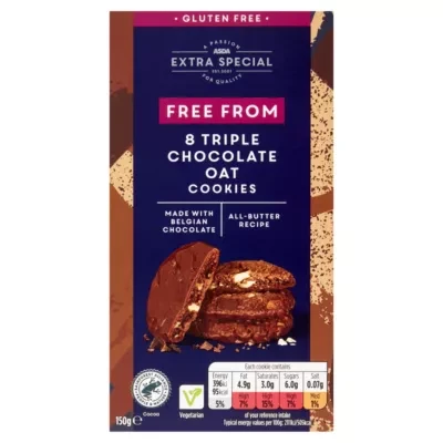 ASDA Extra Special Extra Special Free From 8 Triple Chocolate Oat Cookies 150g