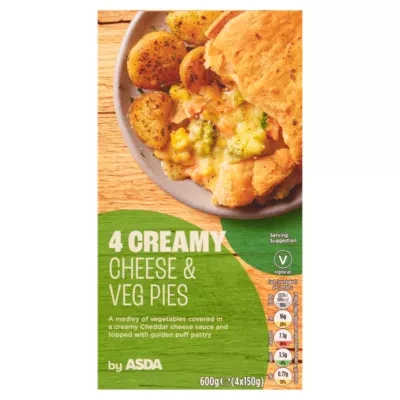 ASDA Creamy Cheese & Veg Pies 4 x 150g (600g)