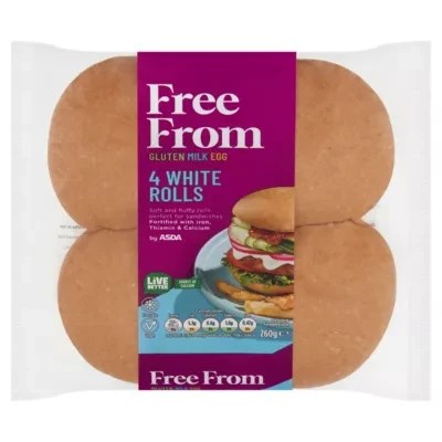 ASDA Free From Free From by  4 White Rolls 260g