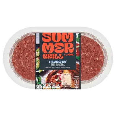 ASDA Summer Grill by ASDA 4 Reduced Fat Beef Burgers 454g