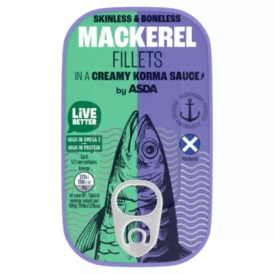 ASDA Mackerel Fillets in a Creamy Korma Sauce 125g