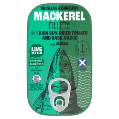ASDA Mackerel Fillets in a Rich Sun-Dried Tomato and Basil Sauce 125g