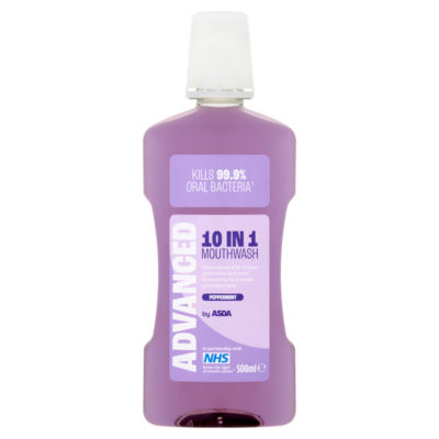 ASDA Advanced 10-in-1 Peppermint Mouthwash 500ml