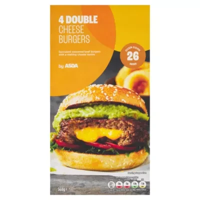ASDA 4 Double Cheese Burgers 568g