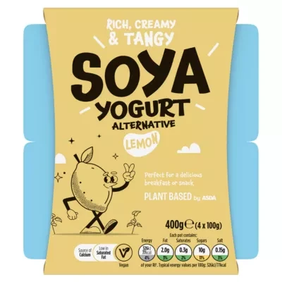 Plant Based by ASDA Plant Based Alternative Lemon Soya Yogurt 4 x 100g (400g)