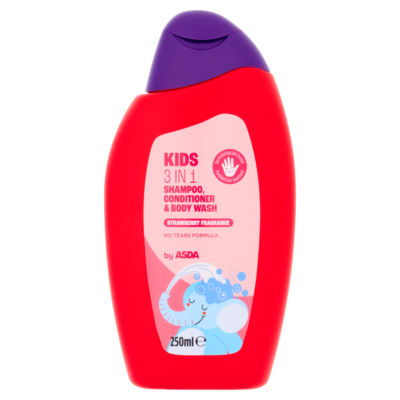ASDA Kids 3-in-1 Shampoo, Conditioner & Body Wash Strawberry Fragrance 250ml
