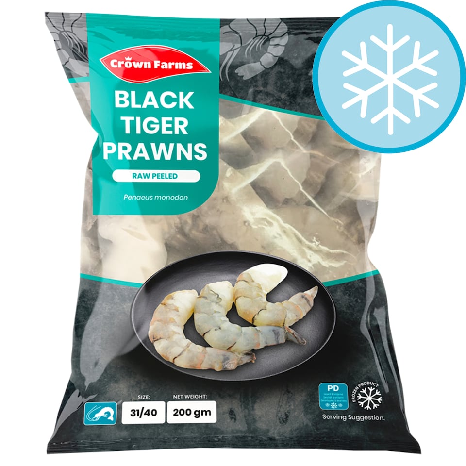 Crown Farms Black Tiger Prawns 200g