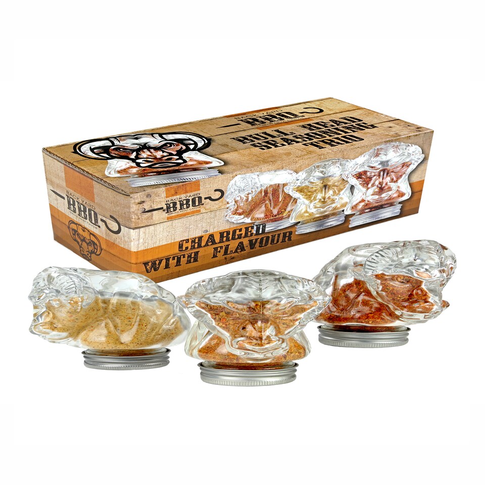 3 X Glass Bull Seasonings