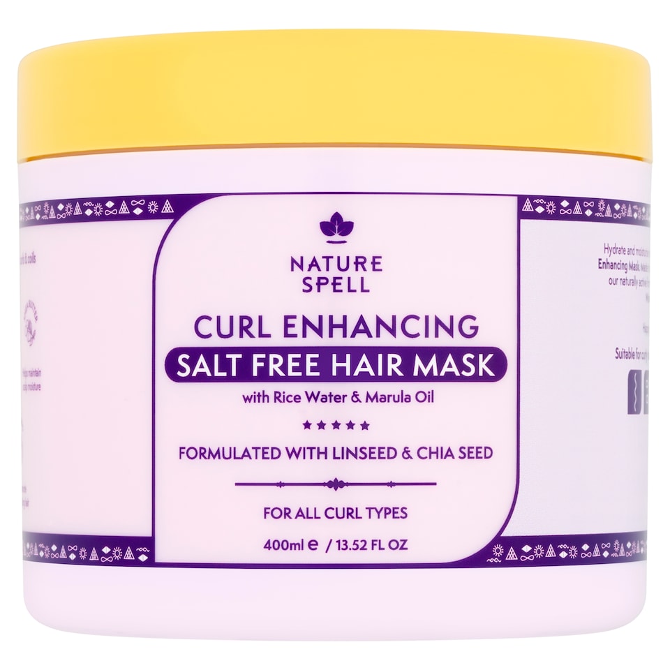 Nature Spell Curl Enhancing Salt Free Hair Mask with Rice Water & Marula Oil 400ml