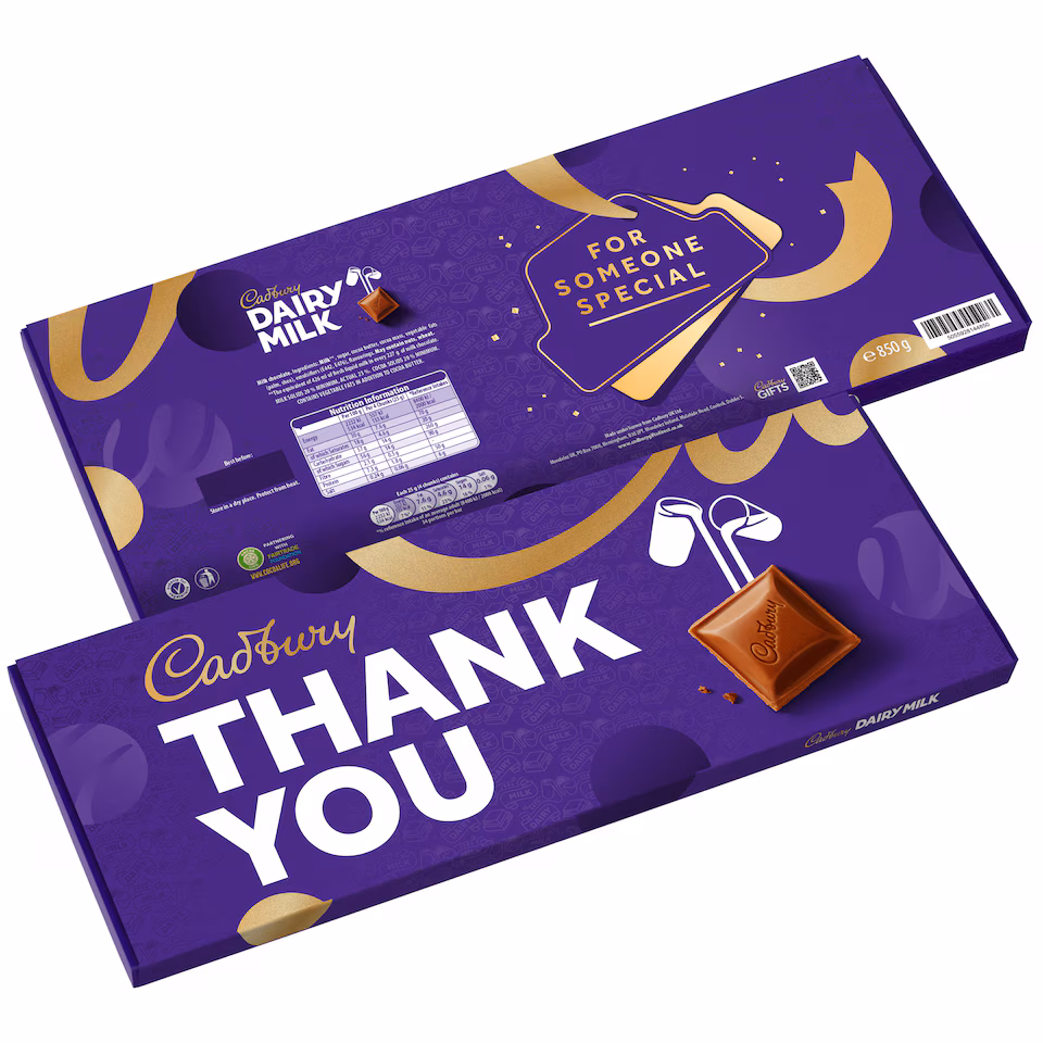 Cadbury Dairy Milk Thank You Gift Chocolate Bar 850g