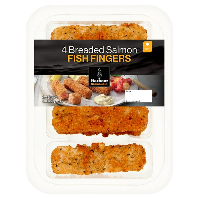 Harbour Salmon Co. 4 x Breaded Salmon Fish Fingers 240g